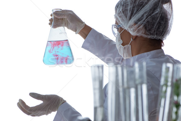 Imagine de stoc: Femeie · om · de · ştiinţă · cercetator · experiment · laborator · femeie
