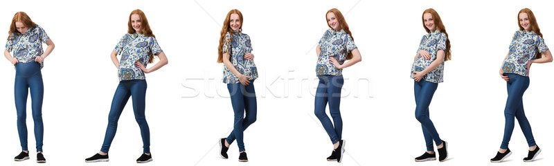 Stockfoto: Zwangere · vrouw · afbeelding · geïsoleerd · witte · baby