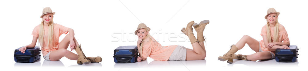 年輕女子 手提箱 準備 海灘度假 女孩 帽子 商業照片 © Elnur