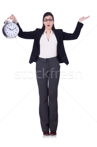 Woman with clock isolated on white Stock photo © Elnur