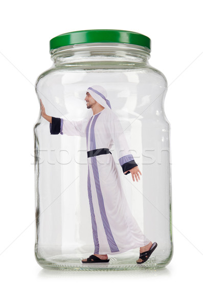 Arab businessman in glass jar Stock photo © Elnur