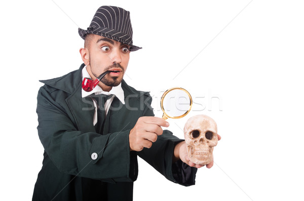 Stock photo: Young detective isolated on the white