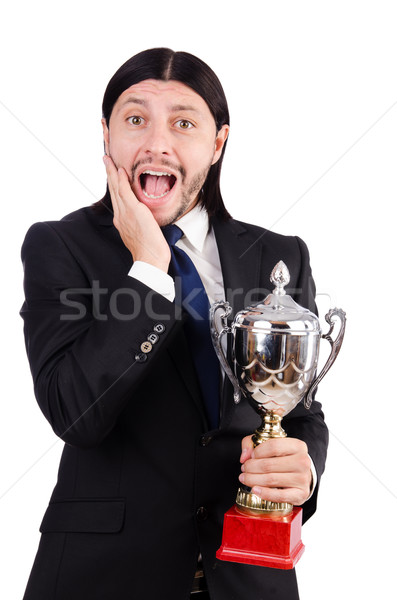 Businessman awarded with prize cup isolated on white Stock photo © Elnur