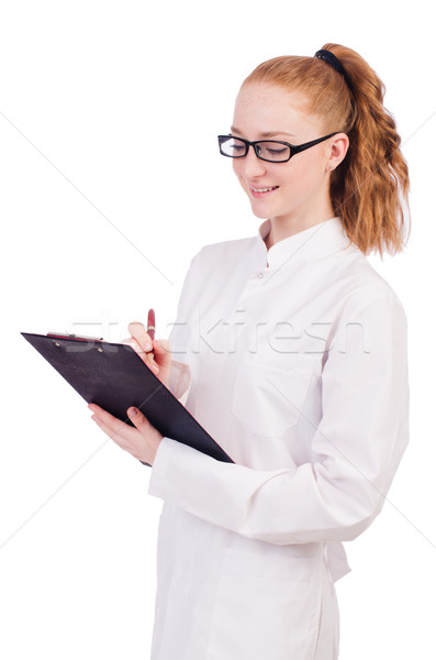 Young  medical  student  writing on the  binder isolated on whit Stock photo © Elnur
