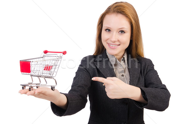 Businesswoman with shopping cart Stock photo © Elnur