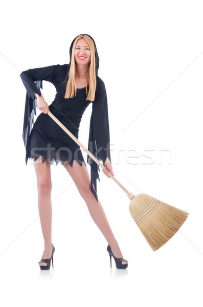 女子 掃帚 白 頭髮 家 背景 商業照片 © Elnur