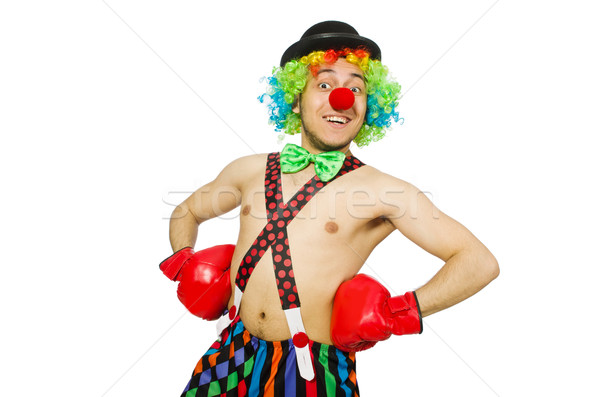 Clown with boxing gloves isolated on the white Stock photo © Elnur