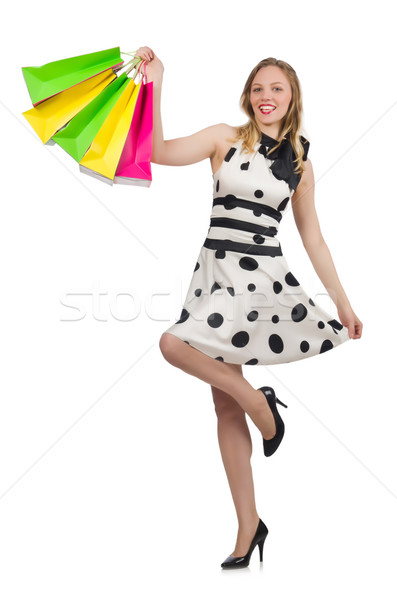 Woman after shopping spree on white Stock photo © Elnur