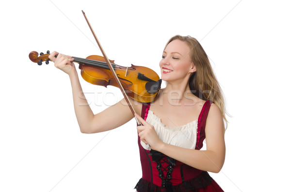 Stock photo: Young violin player isolated on white