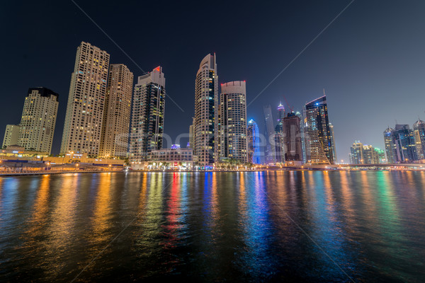 Dubai marina rascacielos noche cielo agua Foto stock © Elnur