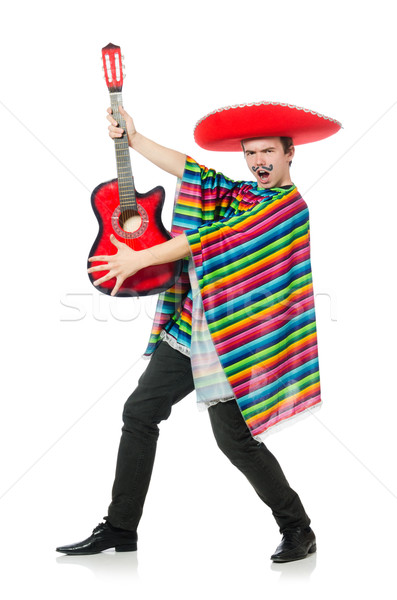 Stok fotoğraf: Komik · genç · Meksika · gitar · yalıtılmış · beyaz