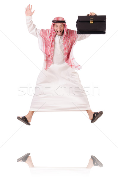 Jumping arab businessman isolated on the white Stock photo © Elnur