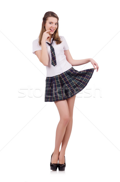 Fiatal flörtöl diák lány izolált fehér Stock fotó © Elnur
