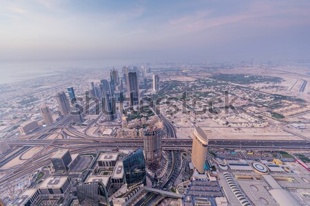 Panorama gece Dubai gün batımı iş ofis Stok fotoğraf © Elnur