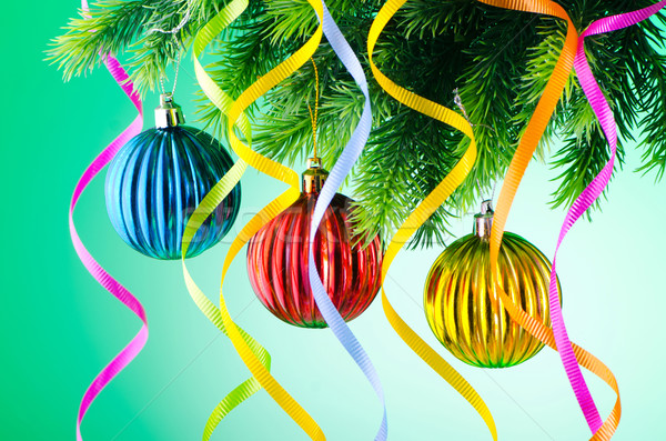 Karácsony dekoráció fenyőfa háttér űr labda Stock fotó © Elnur