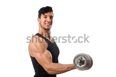Man with dumbbells isolated on white Stock photo © Elnur