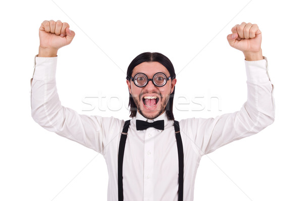 Man wearing suspenders isioated on white Stock photo © Elnur