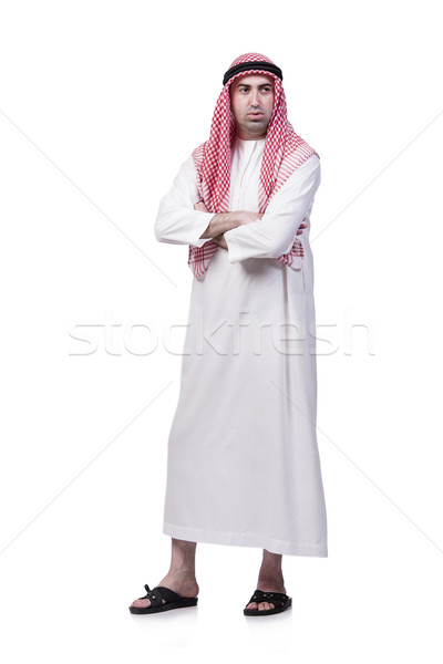 Foto stock: Infeliz · jovem · Árabe · homem · isolado · branco