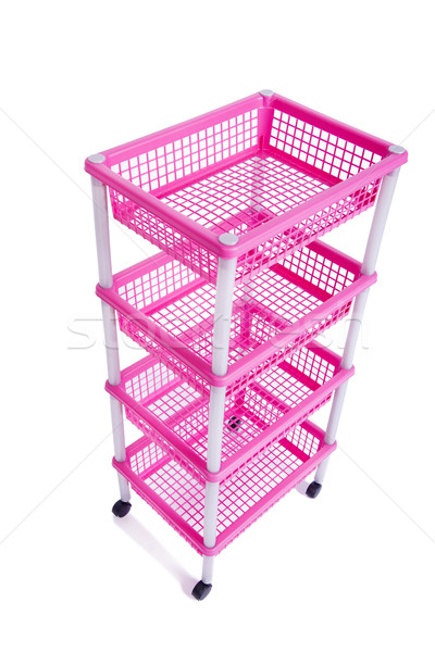 Pink bin rack shelf with wheels isolated on white Stock photo © Elnur