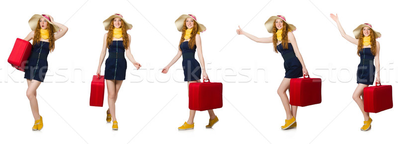 Femme prêt vacances d'été isolé blanche heureux [[stock_photo]] © Elnur