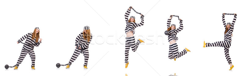 Vrouw gevangene geïsoleerd witte achtergrond veiligheid Stockfoto © Elnur