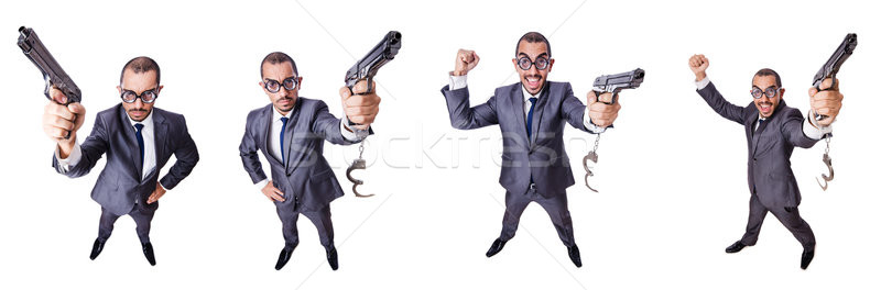 Funny Mann gun isoliert weiß Business Stock foto © Elnur