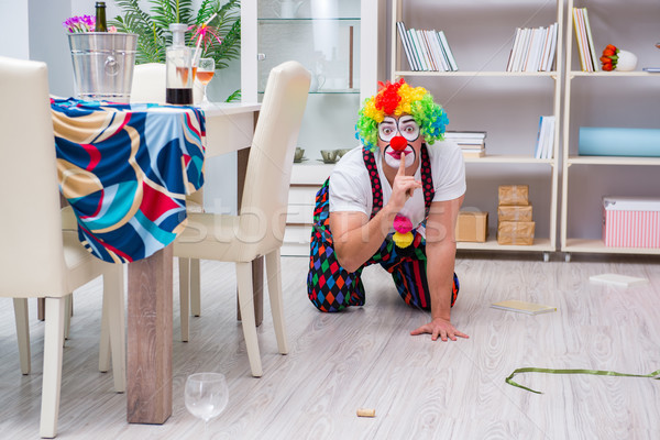 Drunk clown celebrating having a party at home Stock photo © Elnur