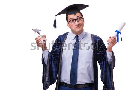 Young man student graduating isolated on white Stock photo © Elnur