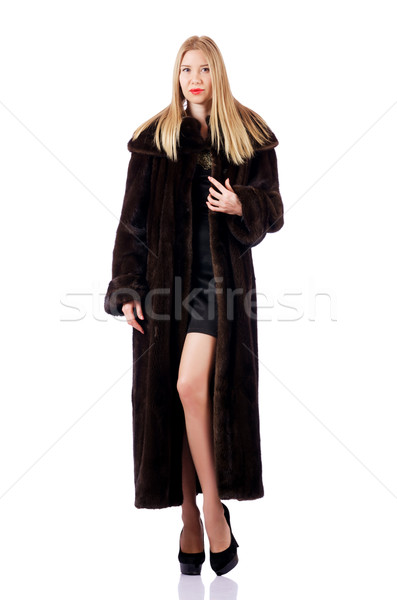 Alto modelo abrigo de piel mujer moda Foto stock © Elnur