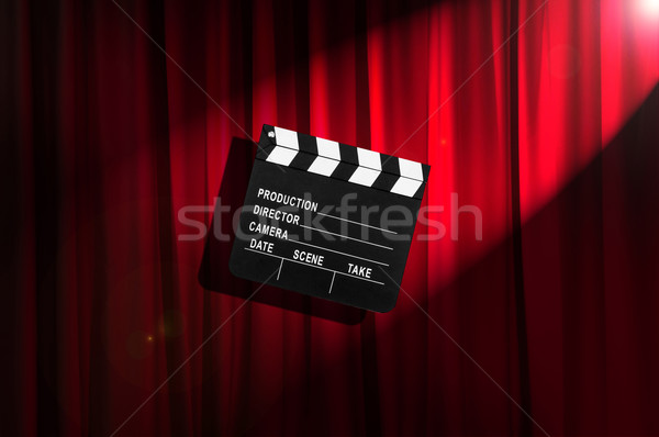 Movie clapper board against curtain Stock photo © Elnur