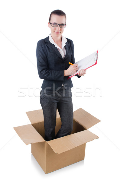 Woman with paper pad out of box Stock photo © Elnur