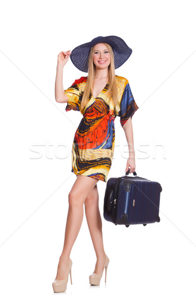 Woman ready for summer holiday isolated on white Stock photo © Elnur