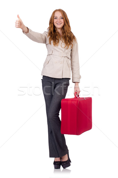 Stockfoto: Reizen · vakantie · bagage · witte · business · meisje