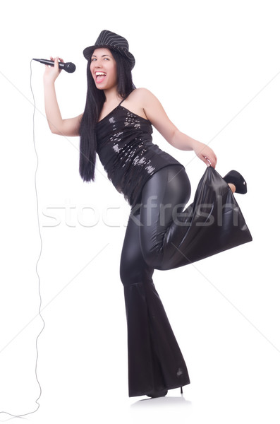 Foto stock: Jóvenes · femenino · cantante · blanco · fiesta · feliz