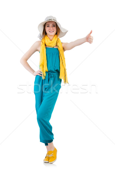 Woman giving thumbs up isolated on white Stock photo © Elnur