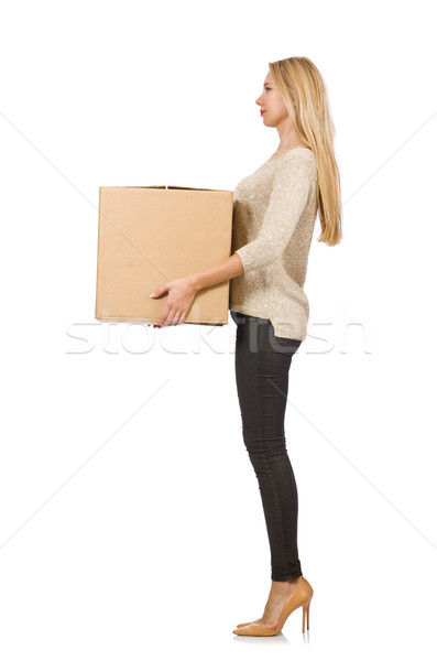 Woman with boxes relocating to new house isolated on white Stock photo © Elnur