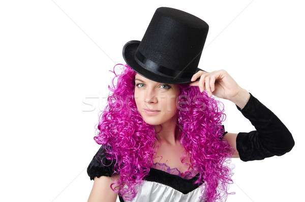 Pretty girl in jester costume isolated on white Stock photo © Elnur