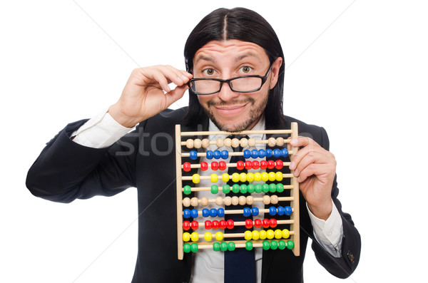 Funny man with calculator and abacus Stock photo © Elnur