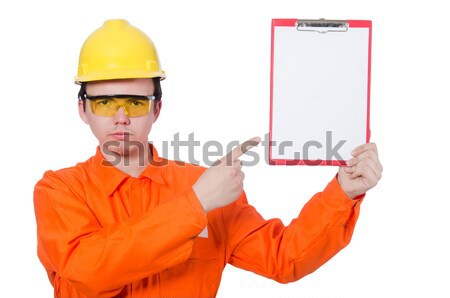 Man wearing red coveralls isolated on white Stock photo © Elnur