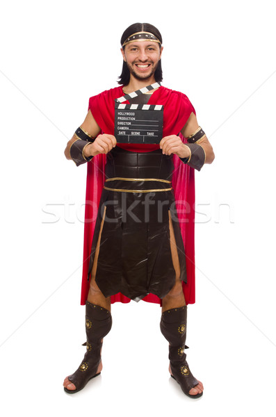 Gladiator with clapper-board isolated on white Stock photo © Elnur