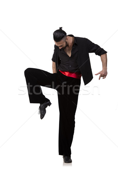 Stock photo: Man dancer dancing spanish dances isolated on white