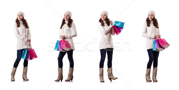 Nő tél ruházat karácsony vásárlás boldog Stock fotó © Elnur