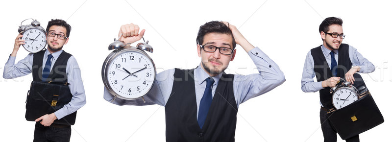 Collage of businessman with clock on white Stock photo © Elnur