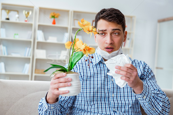 Hombre sufrimiento alergia médicos flor alimentos Foto stock © Elnur