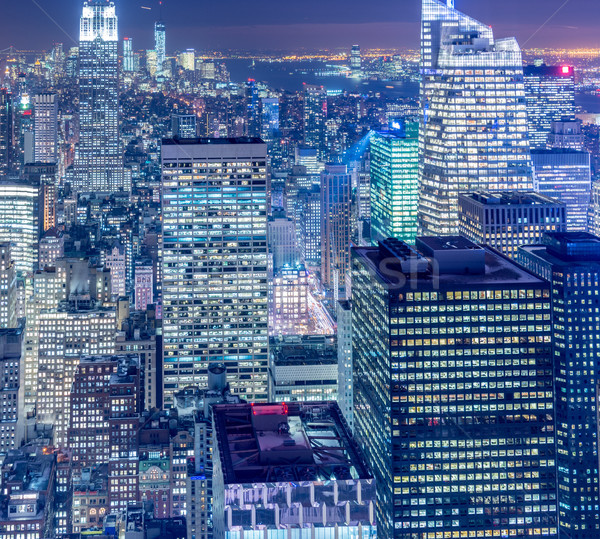 Ansicht New York manhattan Sonnenuntergang Business Himmel Stock foto © Elnur