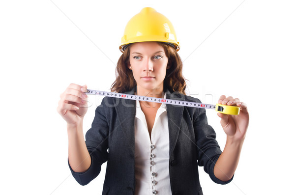 Foto stock: Mujer · constructor · cinta · métrica · negocios · papel · trabajo