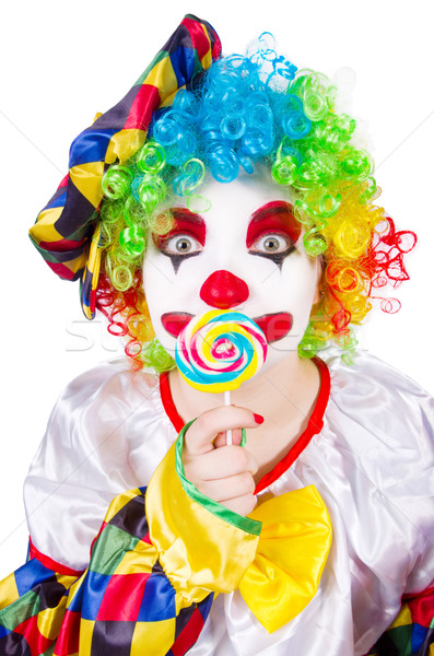 Zdjęcia stock: Clown · odizolowany · biały · uśmiech · twarz · zabawy