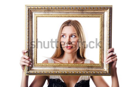 Muscular man with picture frame Stock photo © Elnur