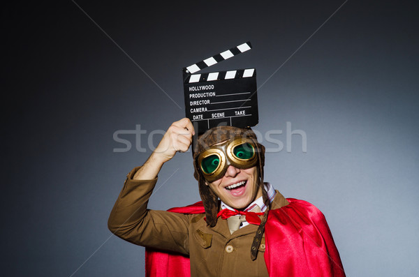 Funny pilot with goggles and helmet Stock photo © Elnur