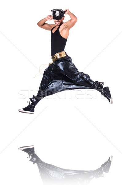 Rap táncos széles nadrág fehér férfi Stock fotó © Elnur